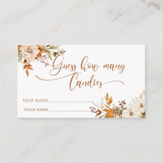 Boho herfst raden hoeveel snoepjes informatiekaartje (Voorkant)