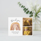 Boho Herfst Rainbow 2 Foto Nieuwe Baby Bedankt Briefkaart (Staand voorkant)