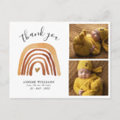 Boho Herfst Rainbow 2 Foto Nieuwe Baby Bedankt Briefkaart (Voorkant)