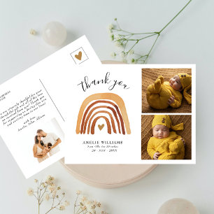 Boho Herfst Rainbow 2 Foto Nieuwe Baby Bedankt Briefkaart