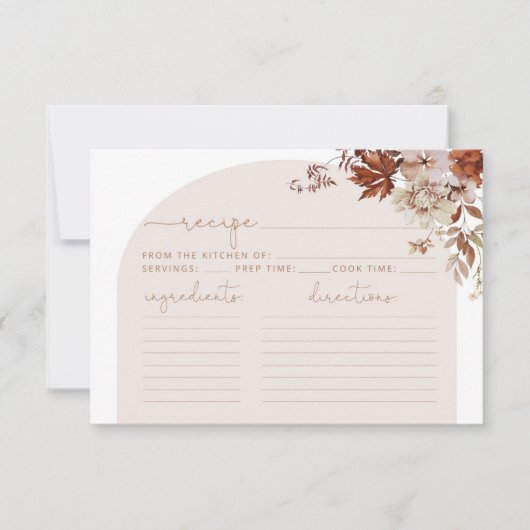Boho herfst recept card. Elegant boogvanger (Voorkant)