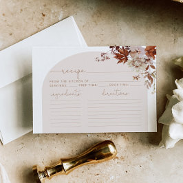 Boho herfst recept card. Elegant boogvanger