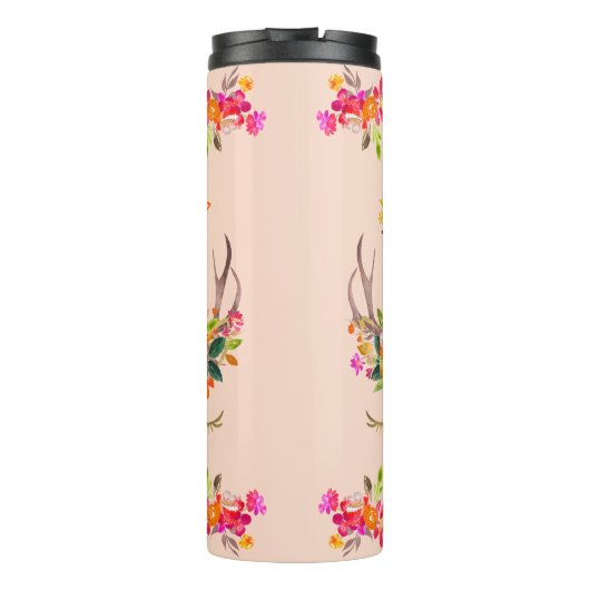 Boho Herfst Rendier Lashers Floral Deer Antlers Thermosbeker (Achterkant)