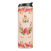 Boho Herfst Rendier Wimpers Bloemig Herten Geweie Thermosbeker (Gedraaid links)