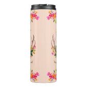 Boho Herfst Rendier Wimpers Bloemig Herten Geweie Thermosbeker (Achterkant)