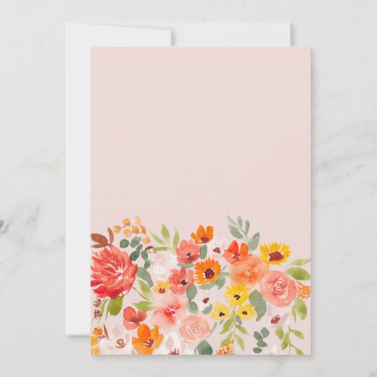 Boho herfst roestig handgeschilderd bloem bruidsdo kaart (Achterkant)