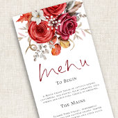 Boho herfst rood Sinaasappel bloemen bruiloft Menu