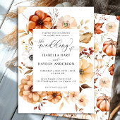 Boho Herfst Rust Beige Bloemen Pompoen Wedding Kaart