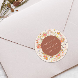 Boho Herfst Rustic Wildflower Gepersonaliseerde br Ronde Sticker