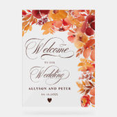 Boho Herfst rustiek geschilderd bloemenbruiloft we Acryl Bord (Voorkant)