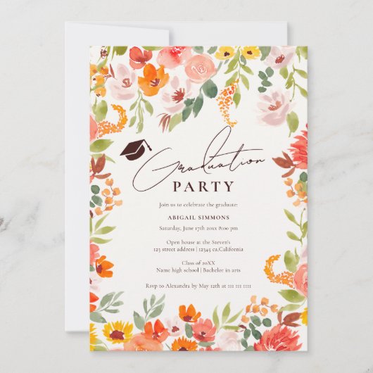 Boho herfst rustiek handgeschilderd floraal afstud kaart (Voorkant)