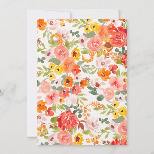 Boho herfst rustiek handgeschilderd floraal afstud kaart (Achterkant)