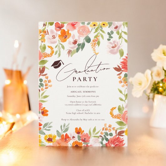 Boho herfst rustiek handgeschilderd floraal afstud kaart