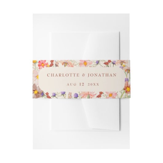 Boho Herfst Rustiek Wildflower Bloemen Beige bruil Uitnodigingen Wikkel (Voorkant Voorbeeld)