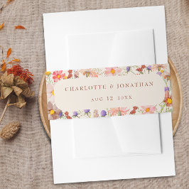 Boho Herfst Rustiek Wildflower Bloemen Beige bruil Uitnodigingen Wikkel