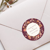 Boho Herfst Rustiek Wildflower Bloemen Huwelijk Ronde Sticker