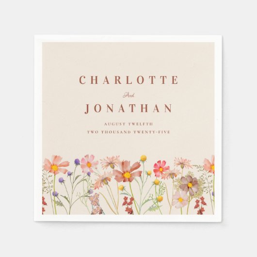 Boho Herfst Rustiek Wildflower Bloemen Huwelijk Servet (Voorkant)