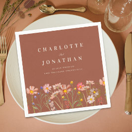 Boho Herfst Rustiek Wildflower Bloemen Huwelijk Servet