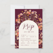 Boho Herfst Rustiek Wildflower Bloemenboog bruilof RSVP Kaartje (Voorkant)