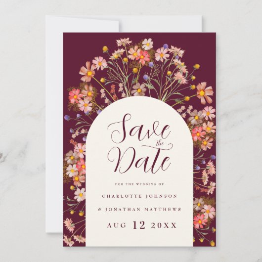 Boho Herfst Rustiek Wildflower Wedding Save The Date (Voorkant)