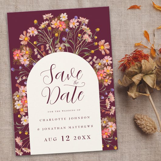 Boho Herfst Rustiek Wildflower Wedding Save The Date