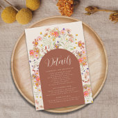 Boho Herfst Rustieke Bloemboog Wedding Details Informatiekaartje