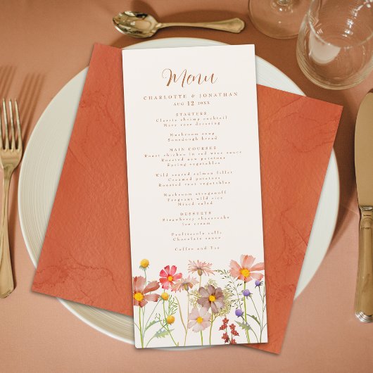 Boho Herfst rustieke bloemen bruiloft Menu
