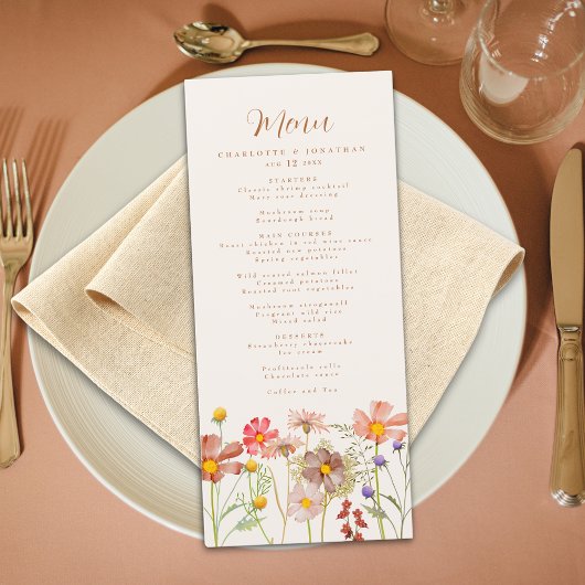 Boho Herfst rustieke bloemen bruiloft Menu