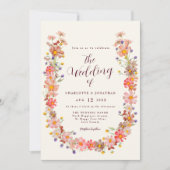 Boho Herfst Rustieke Bloemen QR Code Huwelijk Kaart (Voorkant)