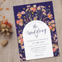 Boho Herfst Rustieke Bloemenboog Navy Blue Wedding