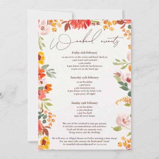 Boho herfst rustieke hand geschilderd vrijgezellen kaart (Achterkant)