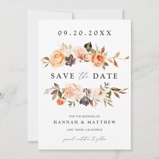 Boho-herfst Save the Date, Foto Save the Date Kaart (Voorkant)