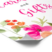 Boho herfst sinaasappel bloemenkleur waterverf bru poster (Hoek)