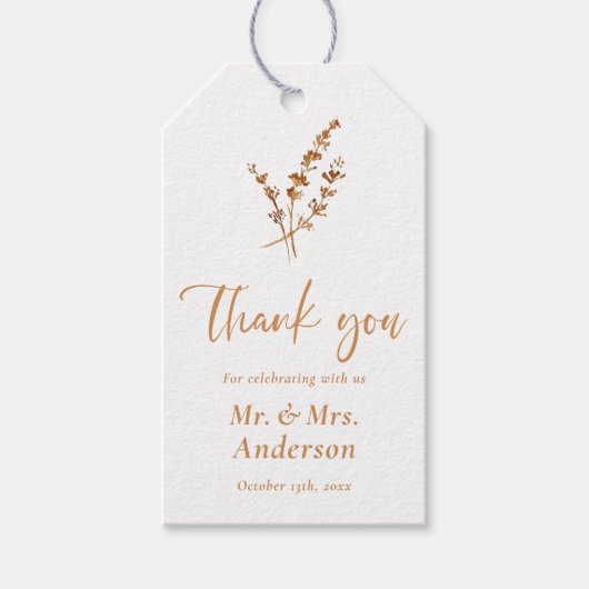 Boho Herfst Sinaasappel dank u bruiloft gunsten La Cadeaulabel (Voorkant)