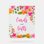 Boho herfst sinaasappel florale waterverf bruids acryl bord (Voorkant)