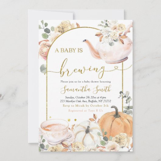 Boho Herfst Sinaasappel Witte Pompoen Een Baby is  Kaart (Voorkant)