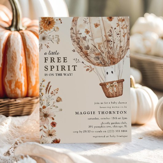 Boho Herfst Spokenbloem Halloween Baby Shower Kaart