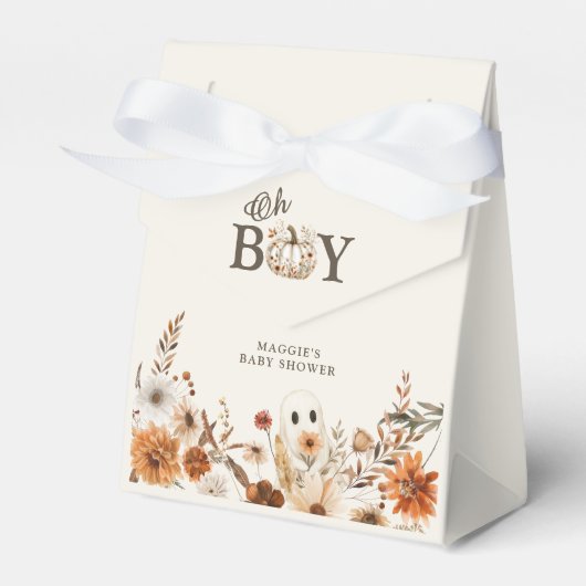 Boho Herfst Spookbloem Oh Jongen Baby Shower Bedankdoosjes (Voorkant Zijde)