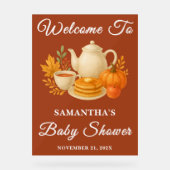 Boho Herfst Tea Party Baby shower Welkom Acryl Bord (Voorkant)
