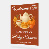 Boho Herfst Tea Party Baby shower Welkom Acryl Bord (Hoek)