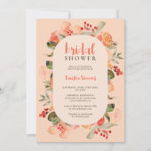 Boho herfst terracotta bloem schrift bruiloft fees kaart (Voorkant)