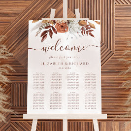 Boho-herfst terracotta bloemen bruiloft zitplaatse poster
