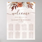 Boho-herfst terracotta bloemen bruiloft zitplaatse poster (Voorkant)