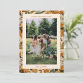 Boho Herfst Terracotta Bloemen Foto Vriendsgeven Feestdagenkaart (Staand voorkant)