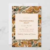 Boho Herfst Terracotta Bloemen Thanksgiving Feest Kaart (Voorkant)