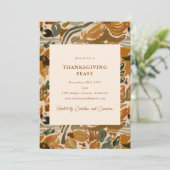 Boho Herfst Terracotta Bloemen Thanksgiving Feest Kaart (Staand voorkant)