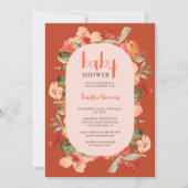 Boho herfst terracotta bloemenschrift baby shower kaart (Voorkant)