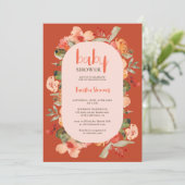 Boho herfst terracotta bloemenschrift baby shower kaart (Staand voorkant)