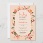 Boho herfst terracotta bloemenschrift baby shower kaart (Voorkant)