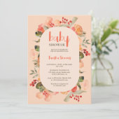 Boho herfst terracotta bloemenschrift baby shower kaart (Staand voorkant)